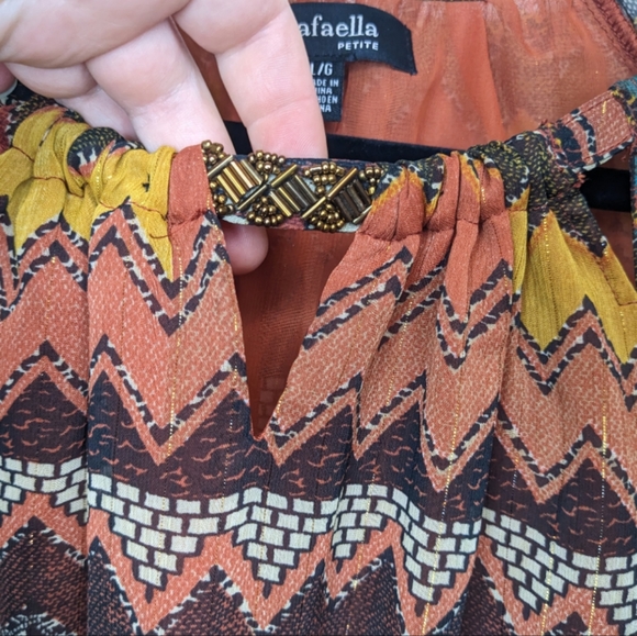 Rafaella Petite Patterned Boho Blouse Size LP - Picture 5 of 9
